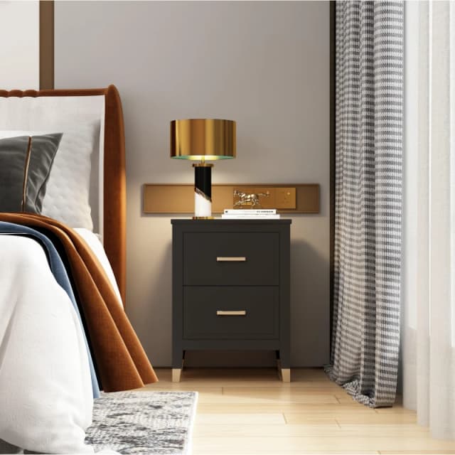 Cabinet Bits Palazzi 2 Drawer Bedside Table Black