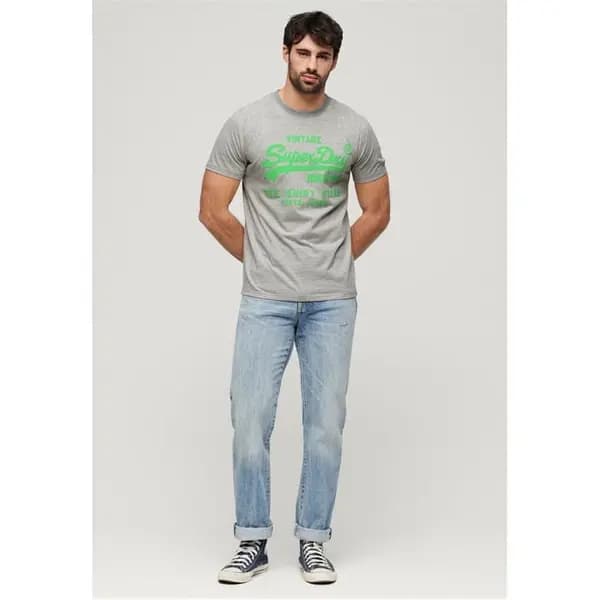 Superdry Vintage Logo T Shirt Regular Fit T-Shirts Small Grey 60195902350
