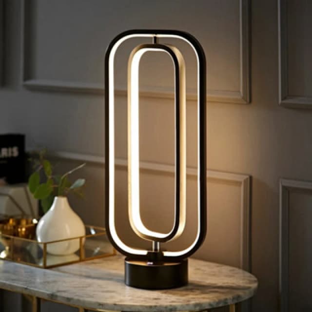 ValueLights ValueLights Infinity Matte Black Revolving Integrated LED Table Lamp Black One Size Unisex 5016529271413