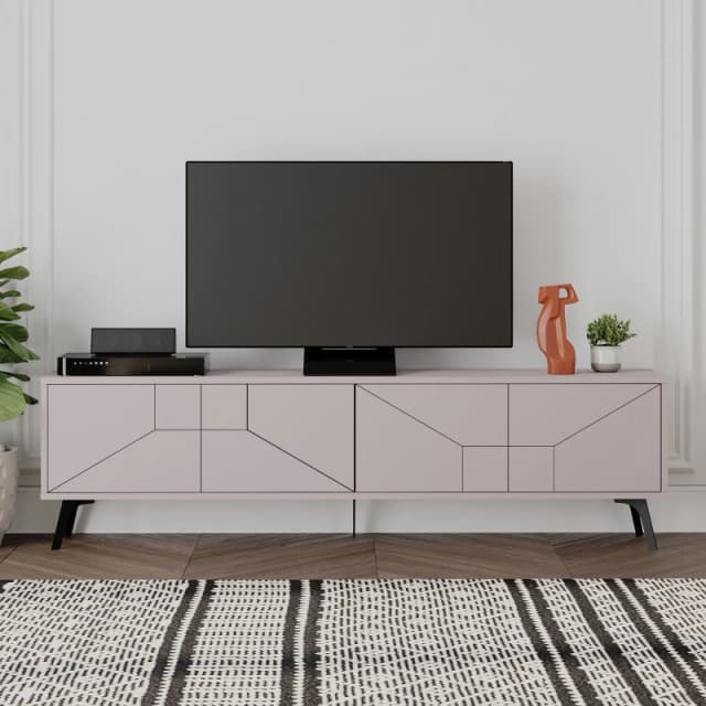 Decortie TV Unit Up To 65" Tvs 4-door Storage Cabinet, Living Room, Mocha Grey 8680812108440