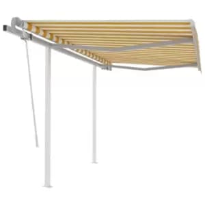 Vidaxl Manual Retractable Awning With Posts 3.5X2.5 M Yellow And White
