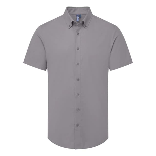 Premier Premier Men Supreme Oxford Short-Sleeved Formal Shirt in Dark Grey Size: X-Small Dark Grey XS Male 5063703959568