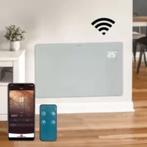 Devola Designer 2kW WiFi Compatible Glass Panel Heater White LOT 20 Compliant - DVPW2000WH