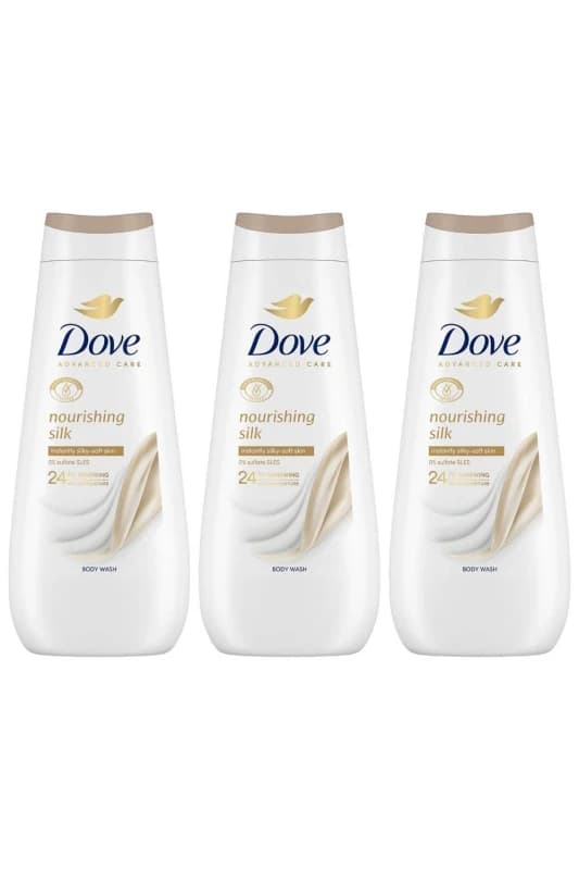 Dove 'Body wash' Nourishing Silk 24H Renewing Micromoisture, 3x 400ml White