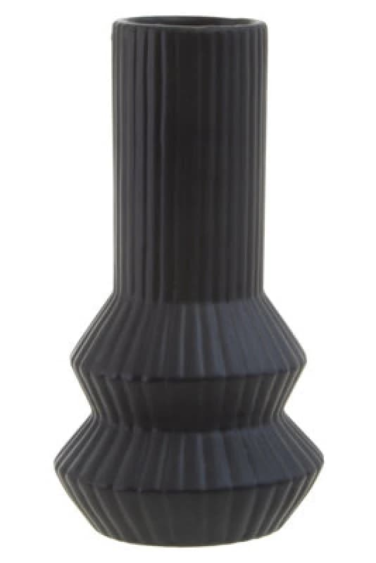 Orsina Finely Crafted Black Vase, Geometric Design Flower Ceramic Vase, Compact And Lightweight Vase For Flowers