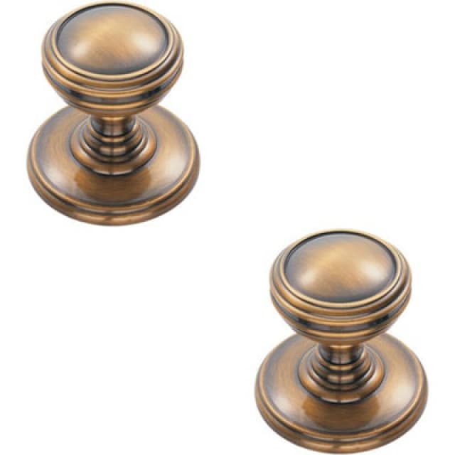Loops 2x Ringed Tiered Cupboard Door Knob 25mm Diameter Bronze Cabinet Handle Multi unisex