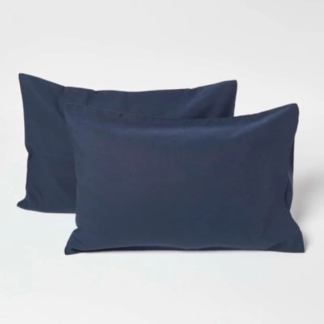 Homescapes Linen Kid's Pillowcases 60 x 40 cm, Pack of 2 Navy