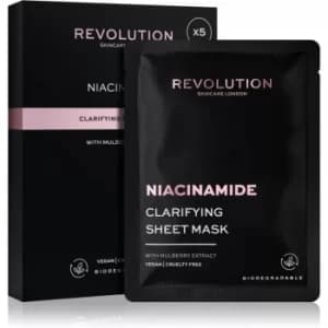 Revolution Skincare Niacinamide Clarifying sheet mask set for Problematic Skin, Acne 5 pc