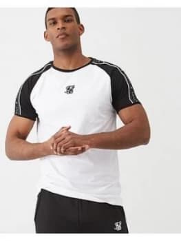 SikSilk Raglan Straight Hem T-Shirt - White