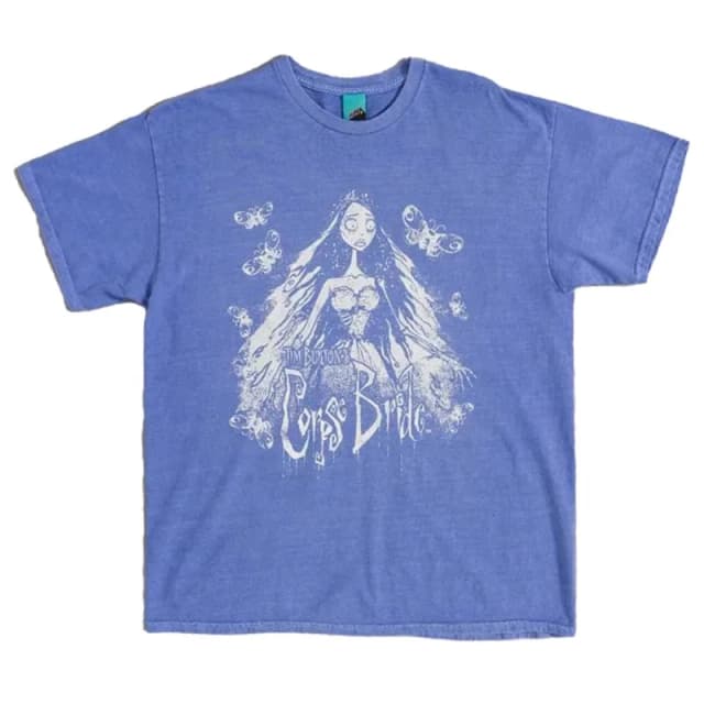 Corpse Bride Mens Butterfly Vintage Wash T-Shirt in Purple Size: Medium Purple Male M