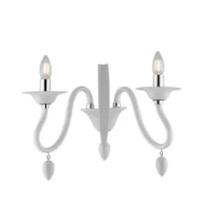 ESTEFAN Twin 2 Light Candle Wall Light White 39x29x23cm