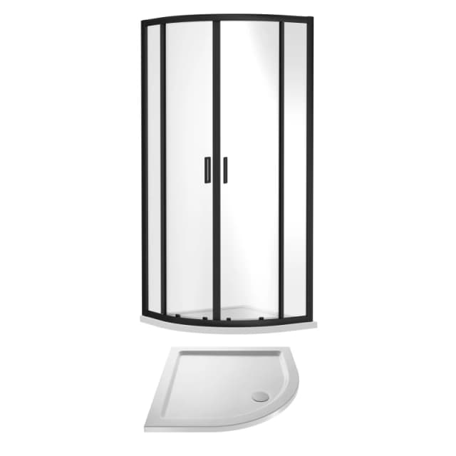 Balterley Quadrant Shower Enclosure Resin Shower Tray 800mm Matt Black White White