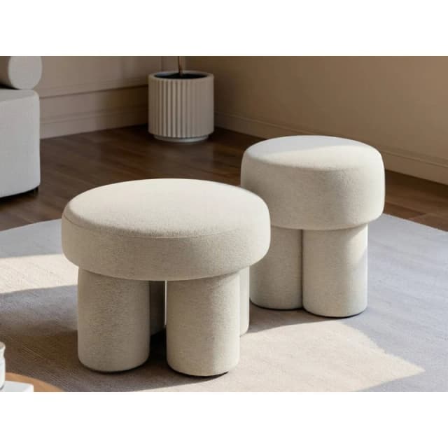 Solace+Co Ferro Pouffe Set Beige Fabric Beige Unisex