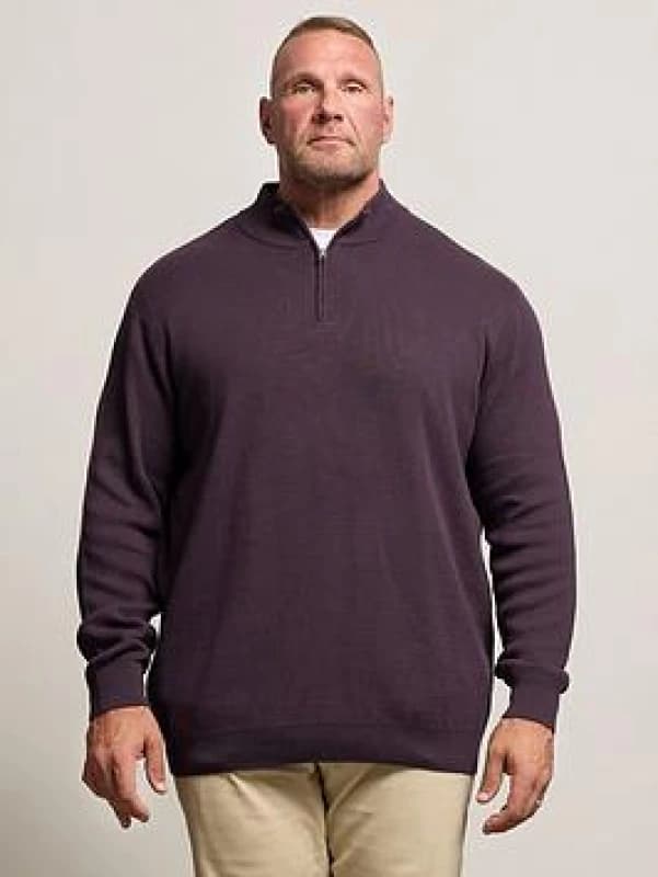 BadRhino BadRhino Men Milano Quarter Zip Jumper in Purple Size: X-Large Purple XL Male 5063589343901