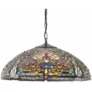Tiffany Glass Hanging Ceiling Pendant Light Large Bronze Feature Shade i00067