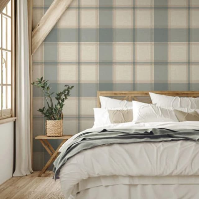 Belgravia Decor Carmella Textured Check Wallpaper Blue (7157)