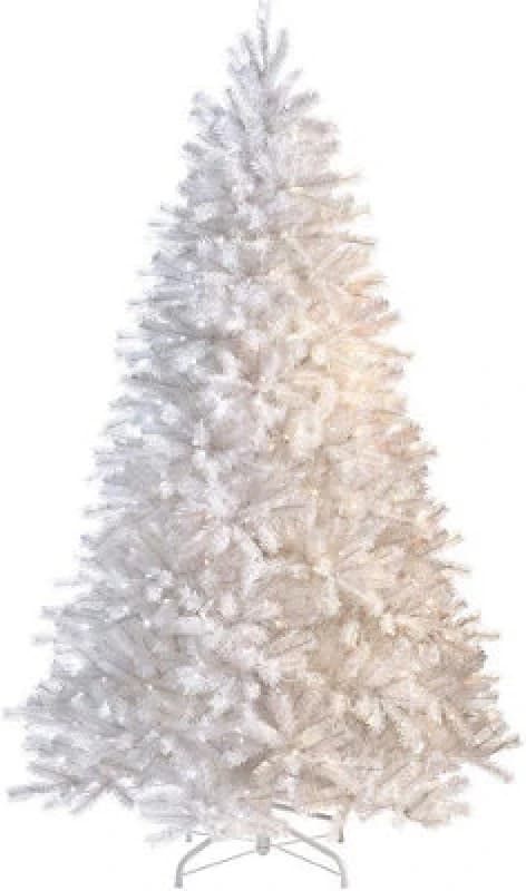 Shatchi 4ft Prelit White Alaskan Pine Christmas Tree Warm White Leds