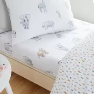 Bianca Kids Zoo Animals 100% Cotton Fitted Sheet, Pastel, Single
