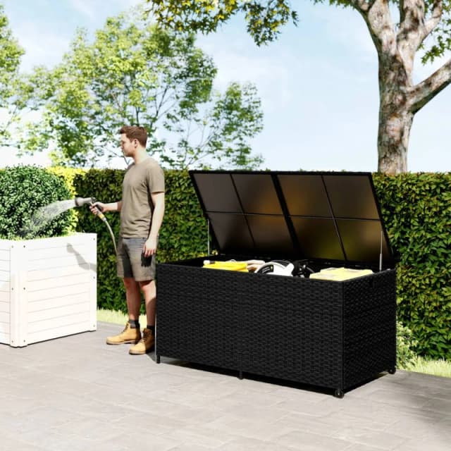 OUTSUNNY 650L Garden Storage Box with Wheels, Waterproof Liner in Black Size: 150cm x 80cm Black Unisex 150cm x 80 cm