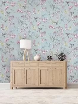 Holden Decor Charm Wallpaper - Duck Egg/Pink