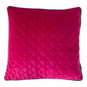 Royale Quilted Velvet Cushion Hot Pink/Ocean, Hot Pink/Ocean / 50 x 50cm / Polyester Filled