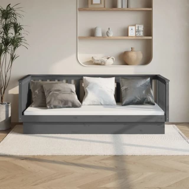 Vidaxl Day Bed Grey 100X200 Cm Solid Wood Pine, Grey 821571