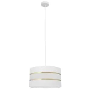 Helen Cylindrical Pendant Ceiling Light White, Gold 35cm