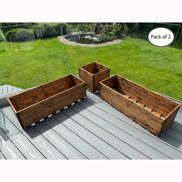 Charles Taylor Multi Pack of 2 - Berwick Corner Wooden Planter Set in Light Brown Light Brown Unisex