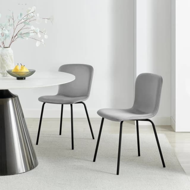 FurnitureboxUK FurnitureboxUK 2 x Asti Black Velvet Dining Chairs in Grey Grey One Size Unisex 5056784308066