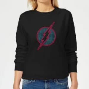 Justice League Flash Retro Grid Logo Womens Sweatshirt - Black - 5XL
