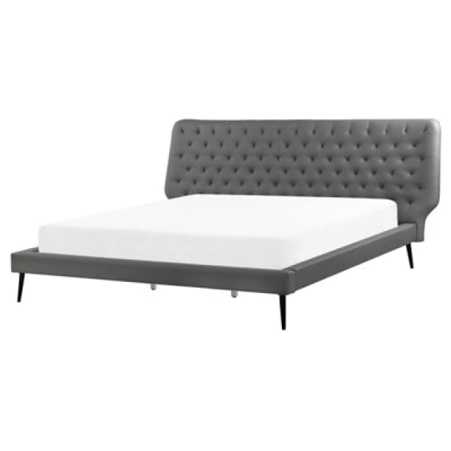 Beliani Bed Faux Leather Essonne 160 X 200 Cm (Eu King Size) Grey