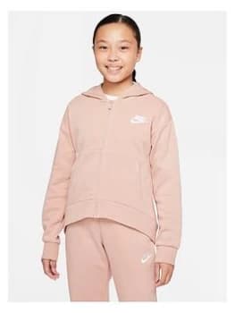 Nike Older Girls Nsw Club Fleece Full Zip Hoodie - Light Pink, Size L=12-13 Years, Women