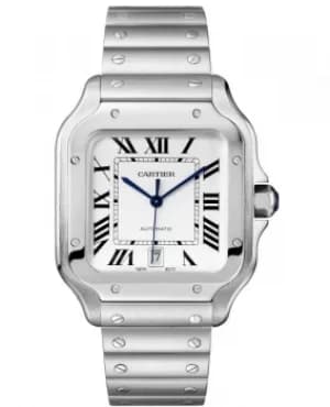 Cartier Santos De Cartier Silver Dial Stainless Steel Mens Watch WSSA0018 WSSA0018