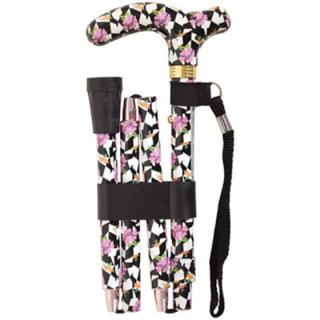 Loops Deluxe Ambidextrous Foldable Walking Cane - 5 Height Settings - Broadway Design Multi