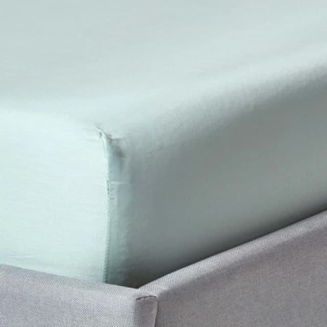 Homescapes Duck Egg Blue Organic Cotton Fitted Sheet 400 Thread Count, Double