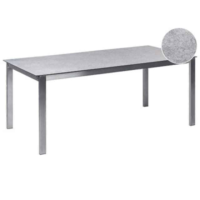 Beliani Garden Dining Table Cosoleto 180 Cm 90 Cm Glass Grey