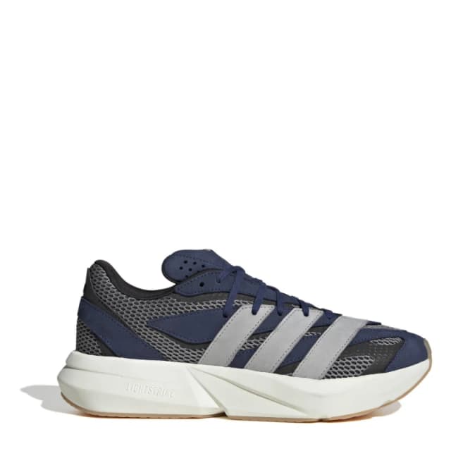 adidas Mens Lightblaze Lightweight Breathable Mesh Premium Suede Running Shoes Dark Blue/Grey male 8 (42)