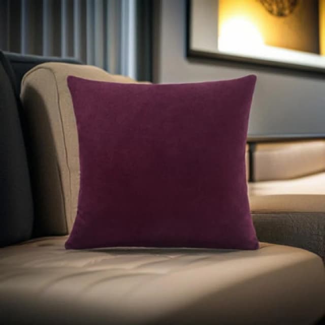 Luxury Living Plain Velvet Chenille Cushion Aubergine