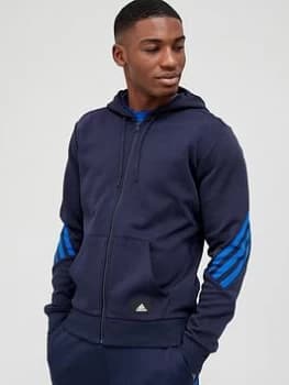 adidas Future Icons Full Zip Hoodie - Navy Size M Men