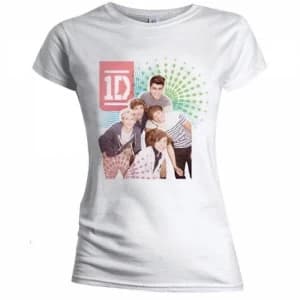 One Direction Colour Test Skinny White Ladies T-Shirt Large