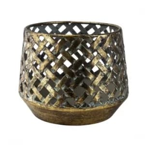 Blackened Brass Tealight Holder Cut Out Design Medium