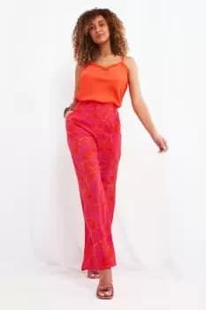 Bold Floral Print Tailored Wide Leg Trousers