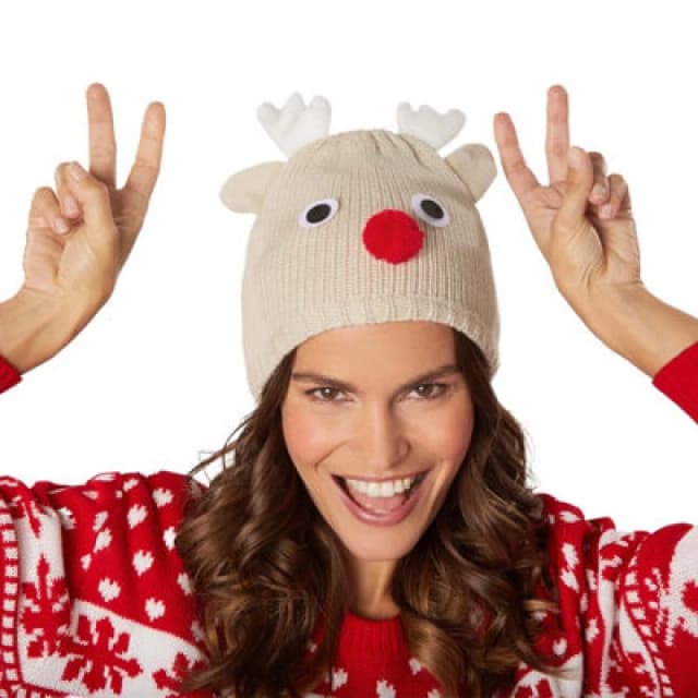 Tectake Reindeer Hat Beige - One Size Fits All - Beige