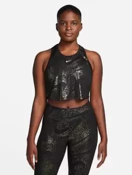 Nike One Tank - Black/Gold, Black/White, Size L, Women