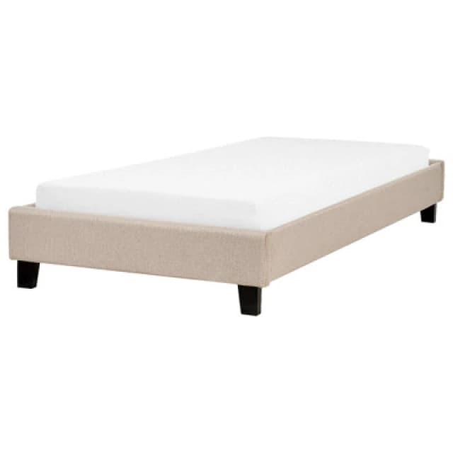 Beliani Bed Without Headboard Fabric Roanne 90 X 200 Cm (Eu Single) Beige