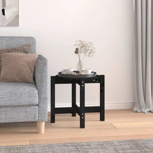 Vidaxl Coffee Table Black Ø 52.5X45cm Solid Wood Pine, Black 822311