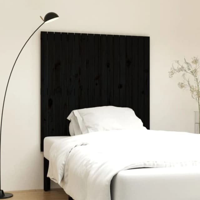 Vidaxl Wall Headboard Black 108X3X110 Cm Solid Wood Pine, Black 824927
