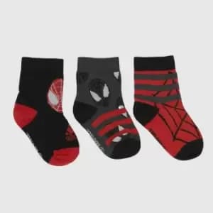 adidas Black & red kids spider-man socks 3 pack