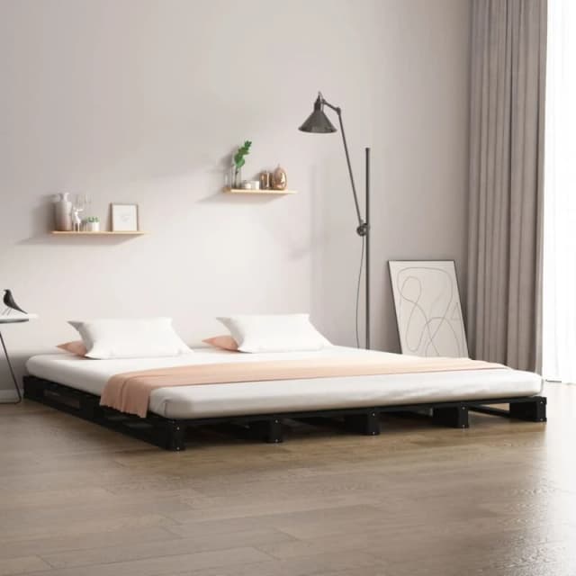 Vidaxl Pallet Bed Black 120X190 Cm Small Double Wood Pine, Black 821431