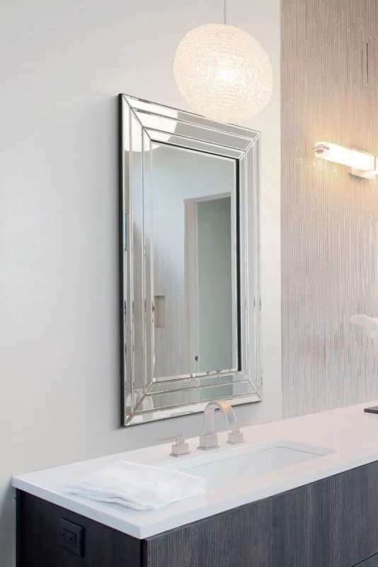 Mirroroutlet Langley All Glass Modern Bevelled Mirror 90 X 60 Cm